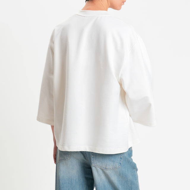 Tensione in-Felpa light con taschino maxi paillettes - panna