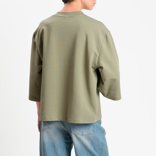 Tensione in-Felpa light con taschino maxi paillettes - salvia