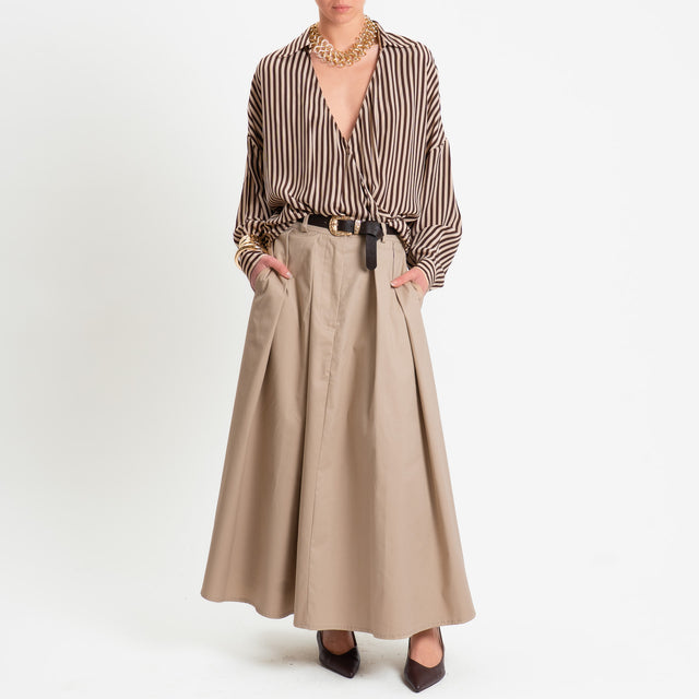 Tensione in-Gonna pieghe con cintura - sabbia