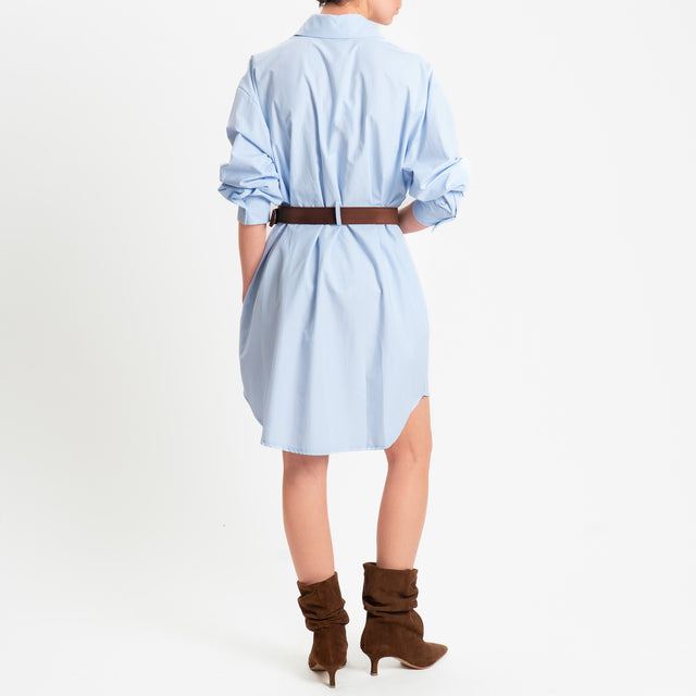 Tensione in-Chemisier con taschino maxi paillettes - celeste