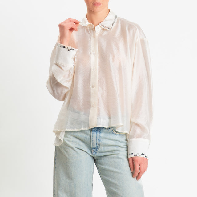 Tensione in-Camicia mussola con paillettes - burro