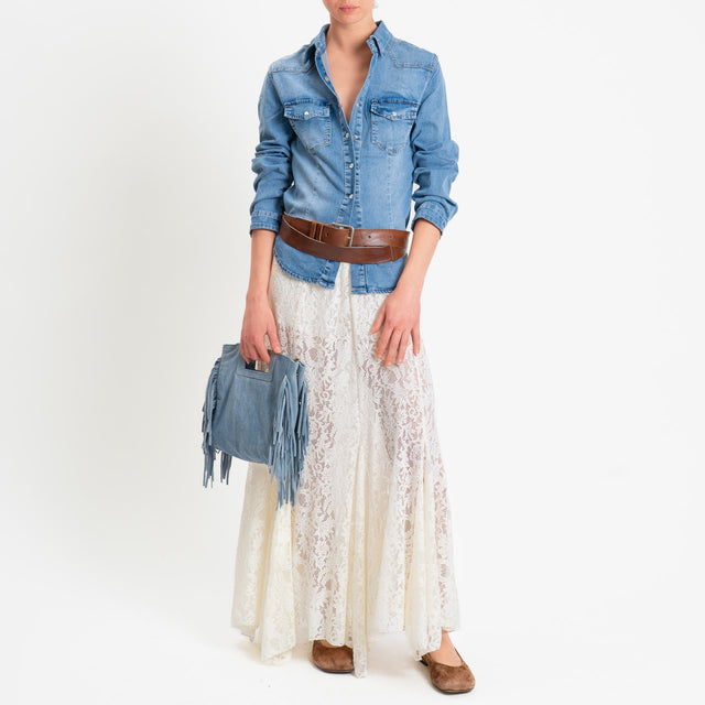 Tensione in-Gonna in pizzo elastico in vita - burro