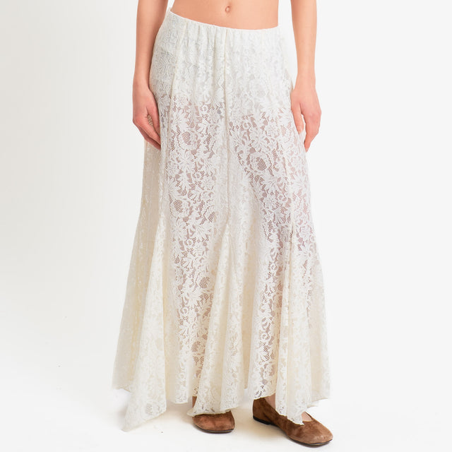 Tensione in-Gonna in pizzo elastico in vita - burro