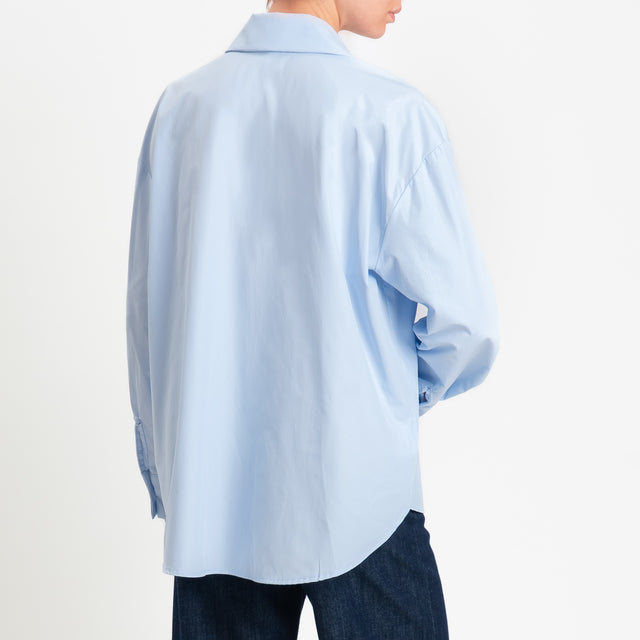 Tensione in-Camicia con taschino con paillettes - celeste/bronzo