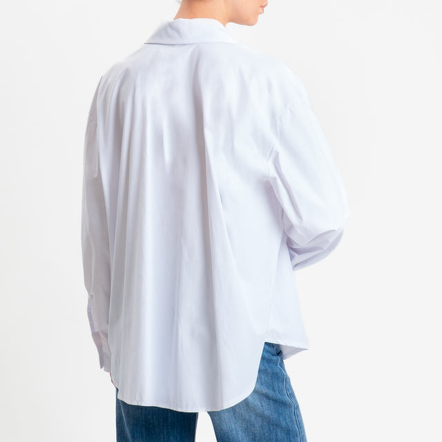 Tensione in-Camicia con taschino con paillettes - bianco/bronzo