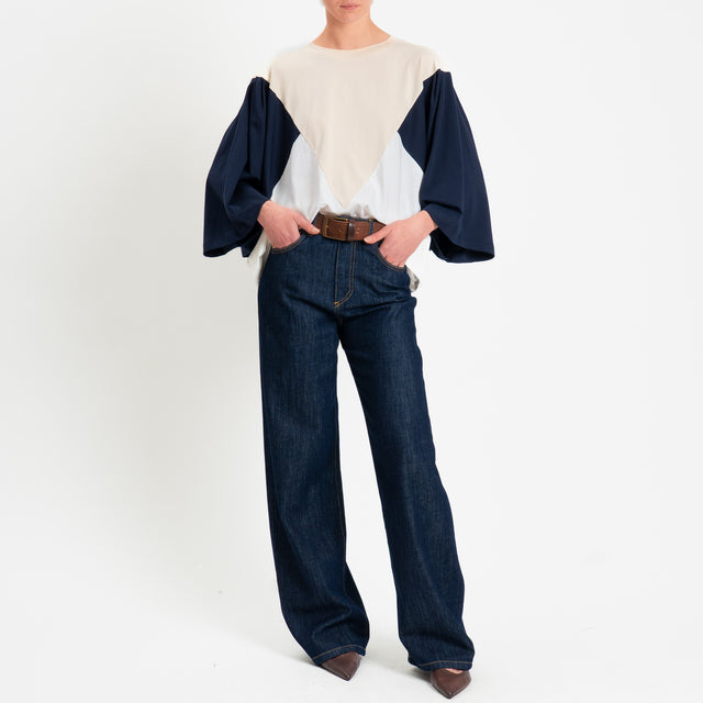 Tensione in-T-shirt multicolor - nocciola/blu/panna