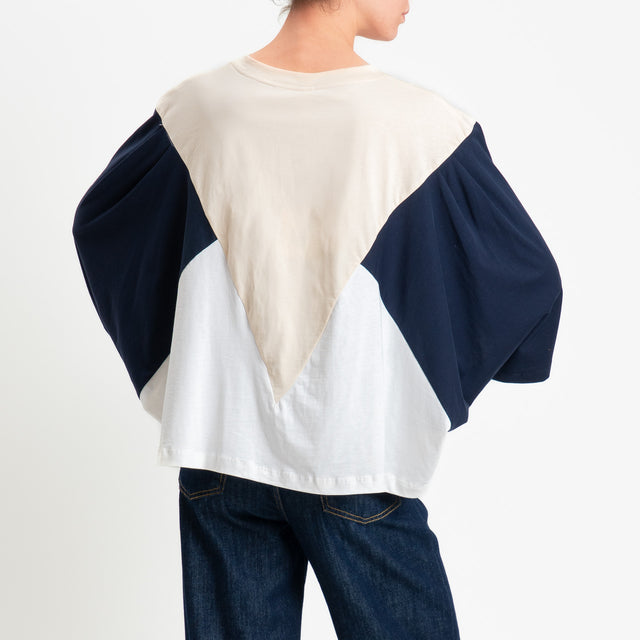 Tensione in-T-shirt multicolor - nocciola/blu/panna