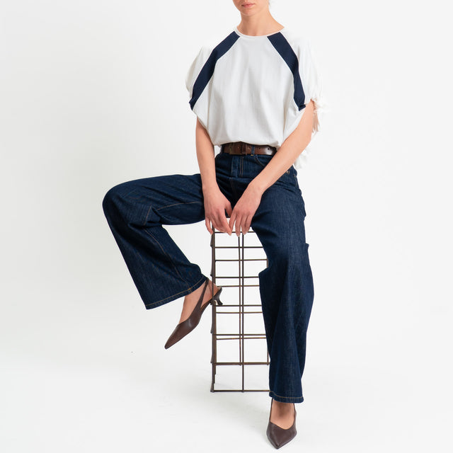 Tensione in-T-shirt bicolore - bianco/blu