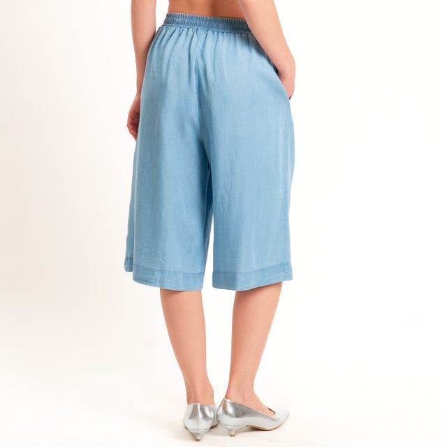 Tensione in-Bermuda chambray elastico in vita - denim