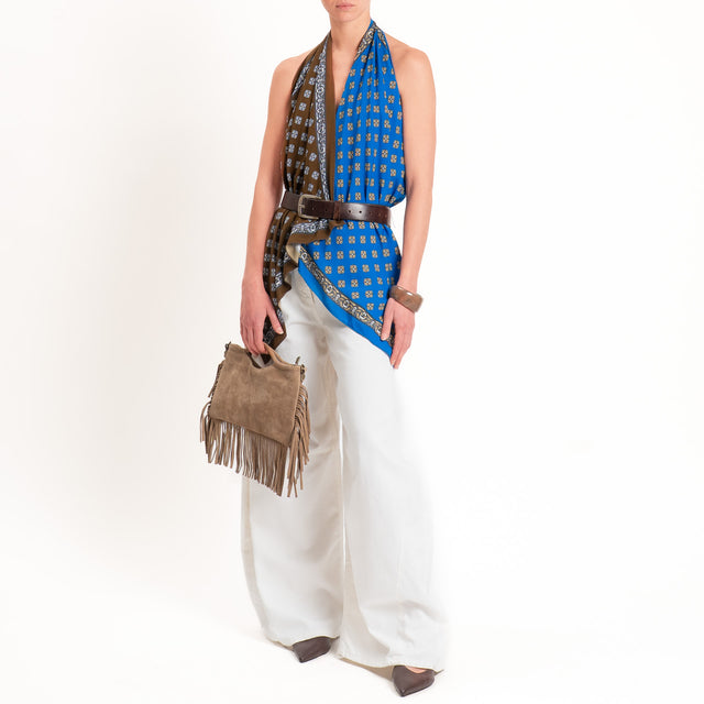 Tensione in-Top bicolore fantasia - moro/bluette