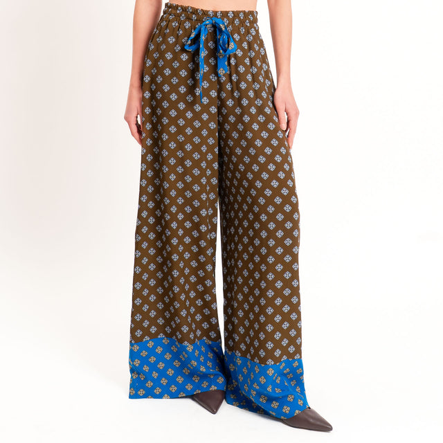 Tensione in-Pantalone wide leg fantasia bicolore - moro/bluette