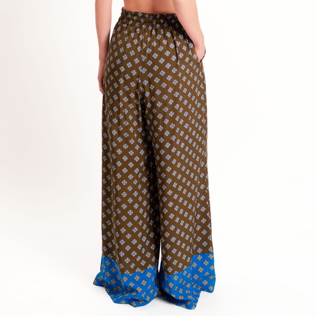 Tensione in-Pantalone wide leg fantasia bicolore - moro/bluette