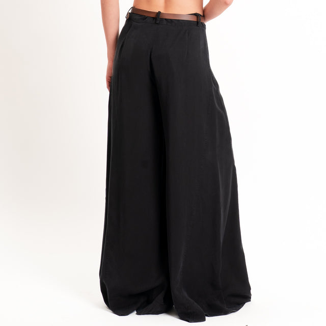 Tensione in-Pantalone wide leg in tencel - nero