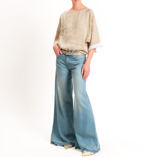 Tensione in-Blusa over bicolore - sabbia/panna