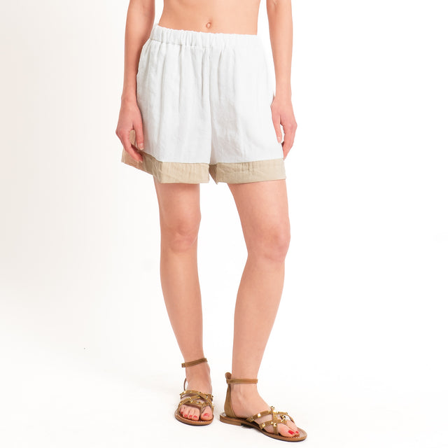 Tensione in-Shorts bicolore elastico in vita - panna/sabbia