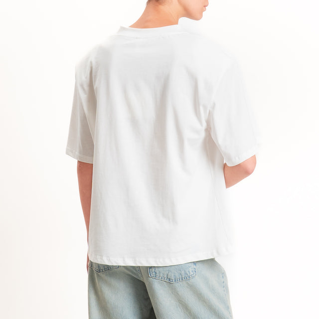 Tensione in-T-shirt girocollo con spalline - panna