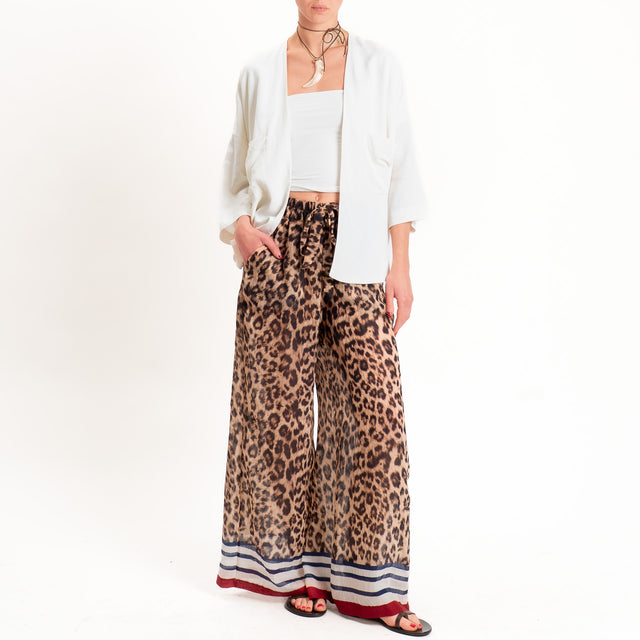 Tensione in-Pantalone animalier mussola di lyocell - maculato/rosso/blu