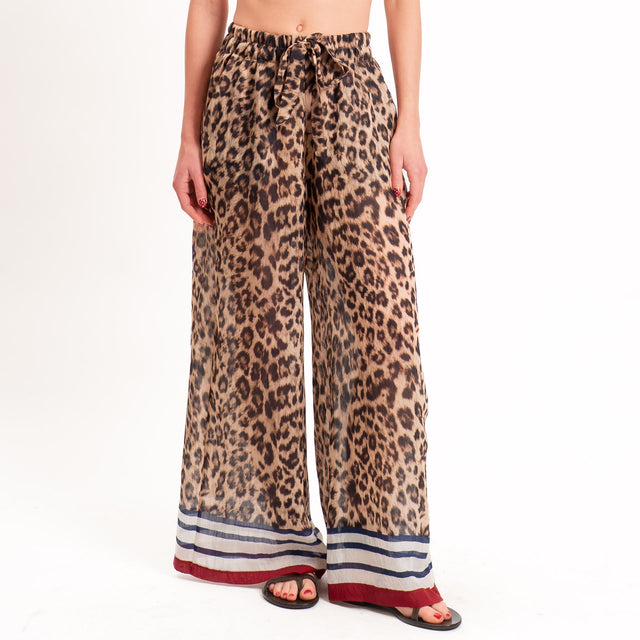 Tensione in-Pantalone animalier mussola di lyocell - maculato/rosso/blu