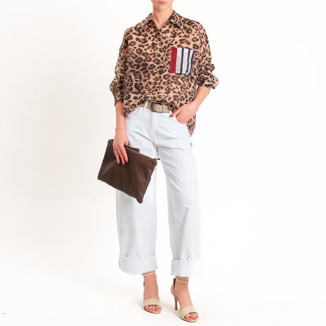 Tensione in-Camicia animalier mussola di lyocell - maculato/rosso/blu