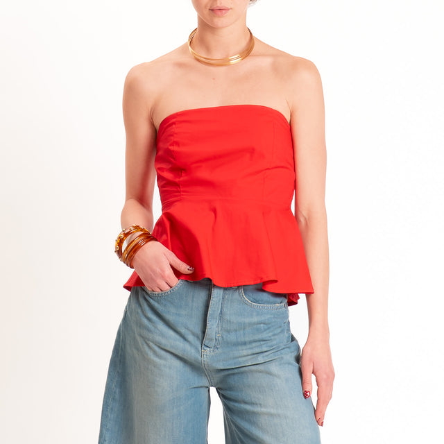 Tensione in-Top a fascia in popeline - rosso