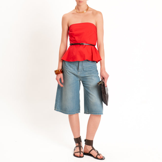 Tensione in-Top a fascia in popeline - rosso