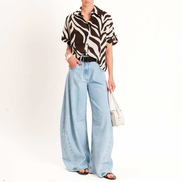 Tensione in-Camicia fantasia mezza manica - moro/burro