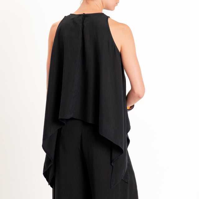 Tensione in-Top tencel spacchi laterali - nero