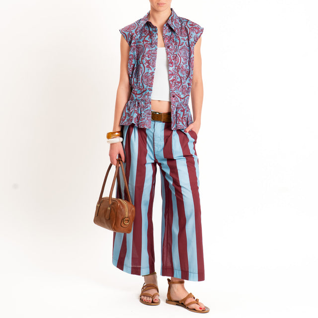 Tensione in-Pantalone a righe con pinces - india/celeste