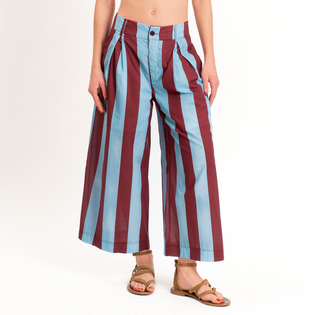 Tensione in-Pantalone a righe con pinces - india/celeste