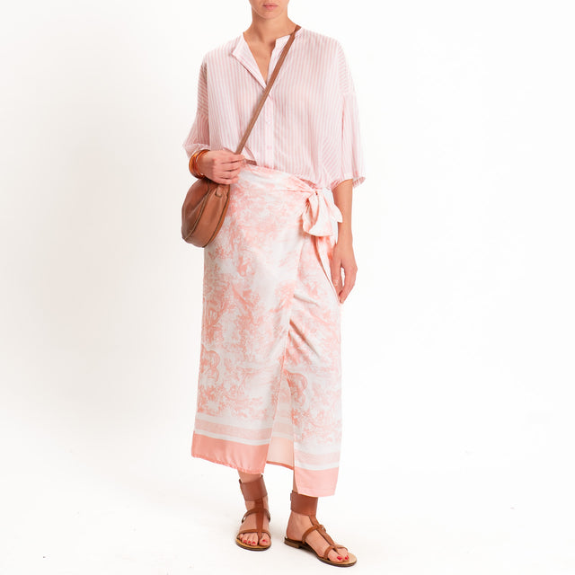 Tensione in-Gonna pareo fantasia toile de jouy - rosa/latte