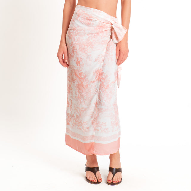 Tensione in-Gonna pareo fantasia toile de jouy - rosa/latte