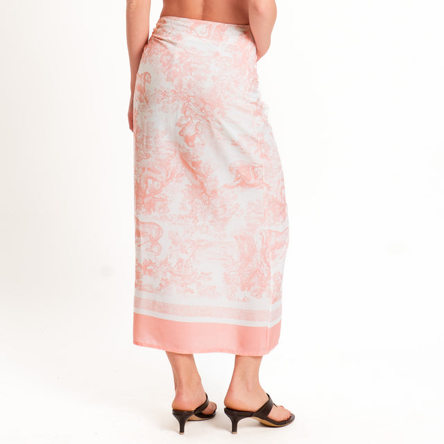 Tensione in-Gonna pareo fantasia toile de jouy - rosa/latte