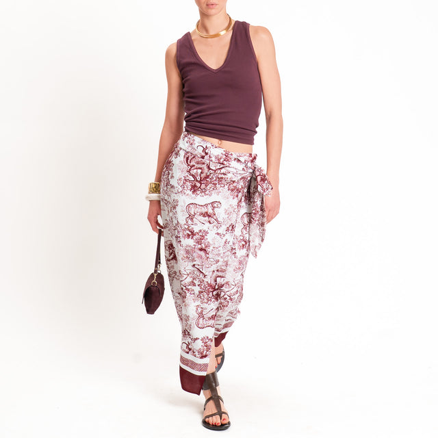 Tensione in-Gonna pareo fantasia toile de jouy - india/latte