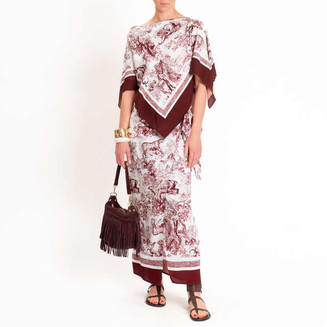 Tensione in-Poncho fantasia toile de jouy - india/latte