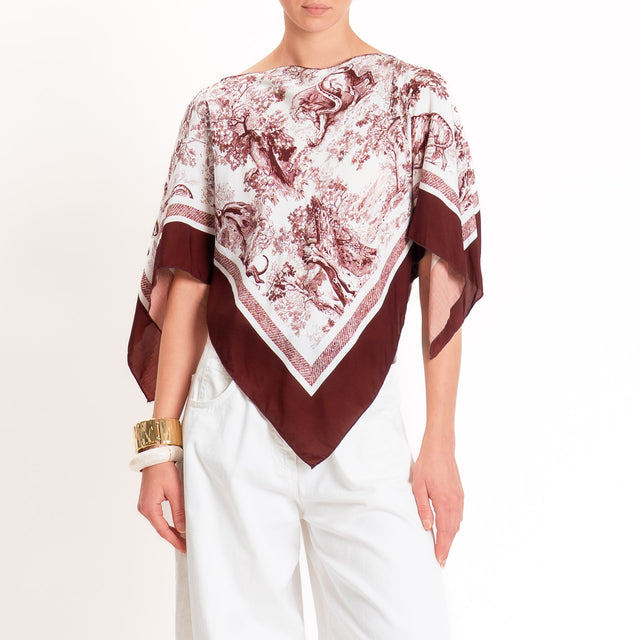 Tensione in-Poncho fantasia toile de jouy - india/latte