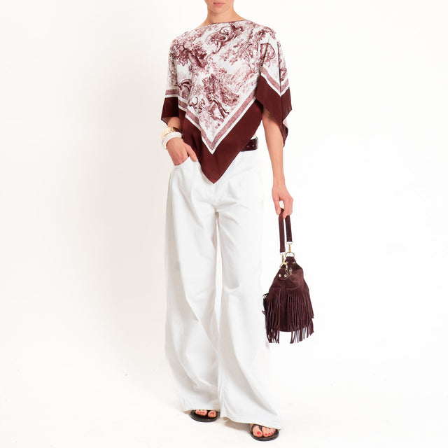 Tensione in-Poncho fantasia toile de jouy - india/latte