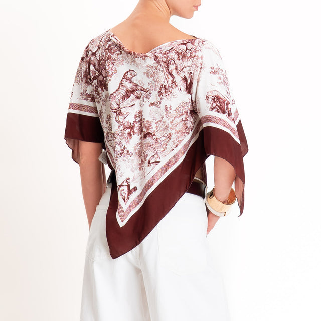 Tensione in-Poncho fantasia toile de jouy - india/latte