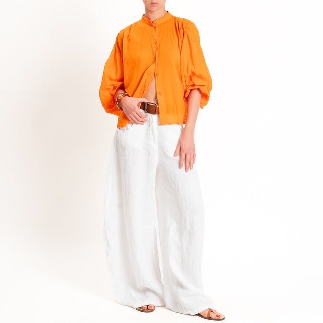 Tensione in-Camicia in mussola collo coreana - arancio