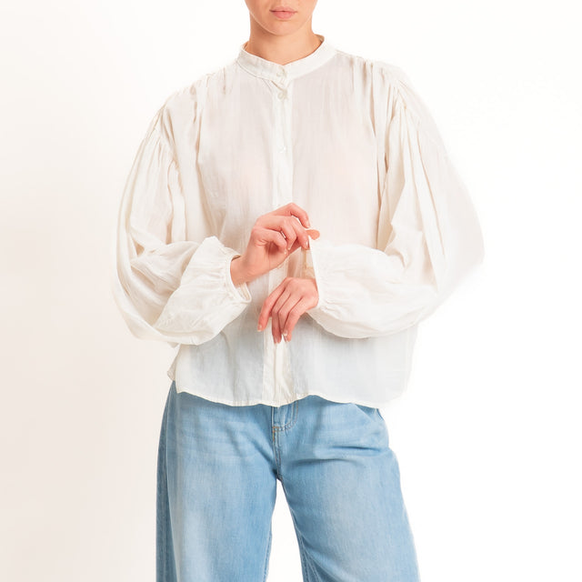 Tensione in-Camicia in mussola collo coreana - burro