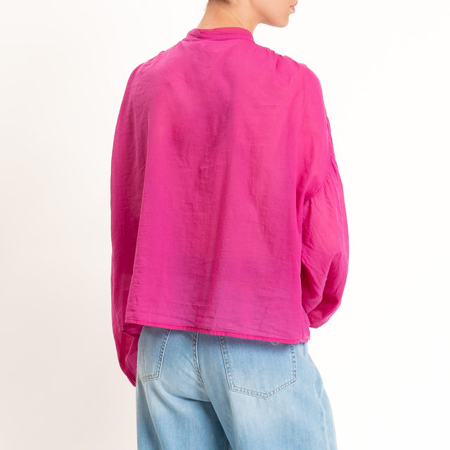 Tensione in-Camicia in mussola collo coreana - magenta
