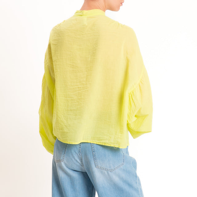 Tensione in-Camicia in mussola collo coreana - lime