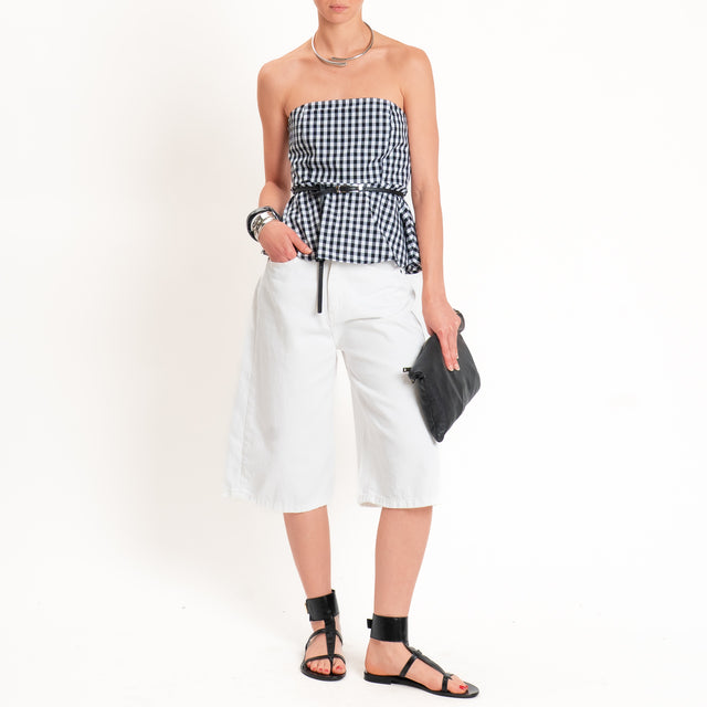 Tensione in-Top a fascia fantasia vichy - nero/bianco