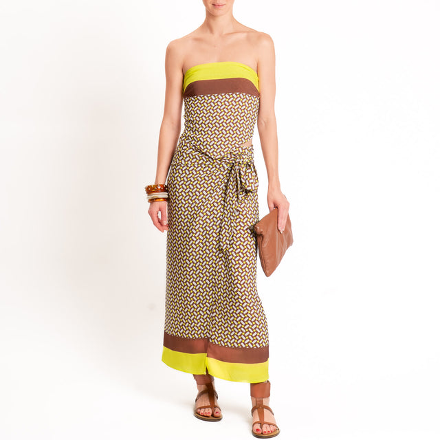 Tensione in-Gonna pareo fantasia geometrica - choco/lime