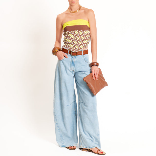 Tensione in-Top fascia fantasia geometrica - choco/lime