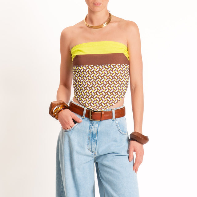 Tensione in-Top fascia fantasia geometrica - choco/lime