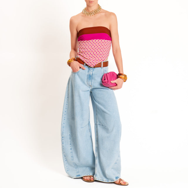 Tensione in-Top fascia fantasia geometrica - fucsia/burro