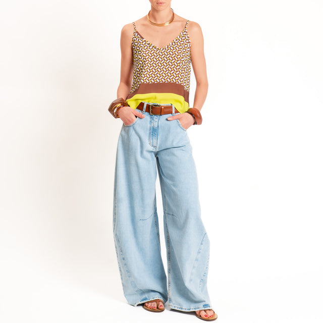 Tensione in-Top fantasia geometrica - choco/lime