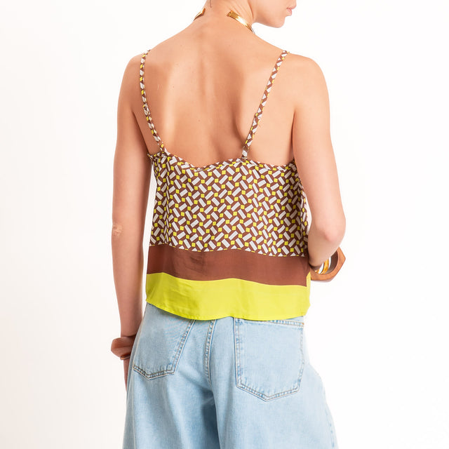 Tensione in-Top fantasia geometrica - choco/lime