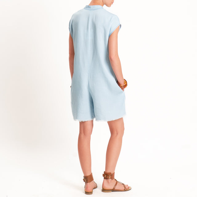 Tensione in-Tuta smanicata chambray leggero sfrangiata - denim chiaro