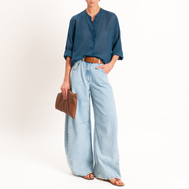 Tensione in-Camicia mussola manica 3/4 - Blu